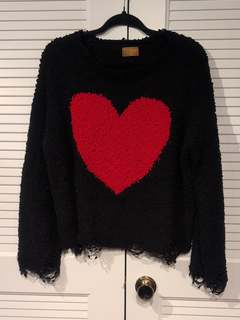 POL Heart Popcorn Knit Oversized Sweater Size S - Picture 2 of 8